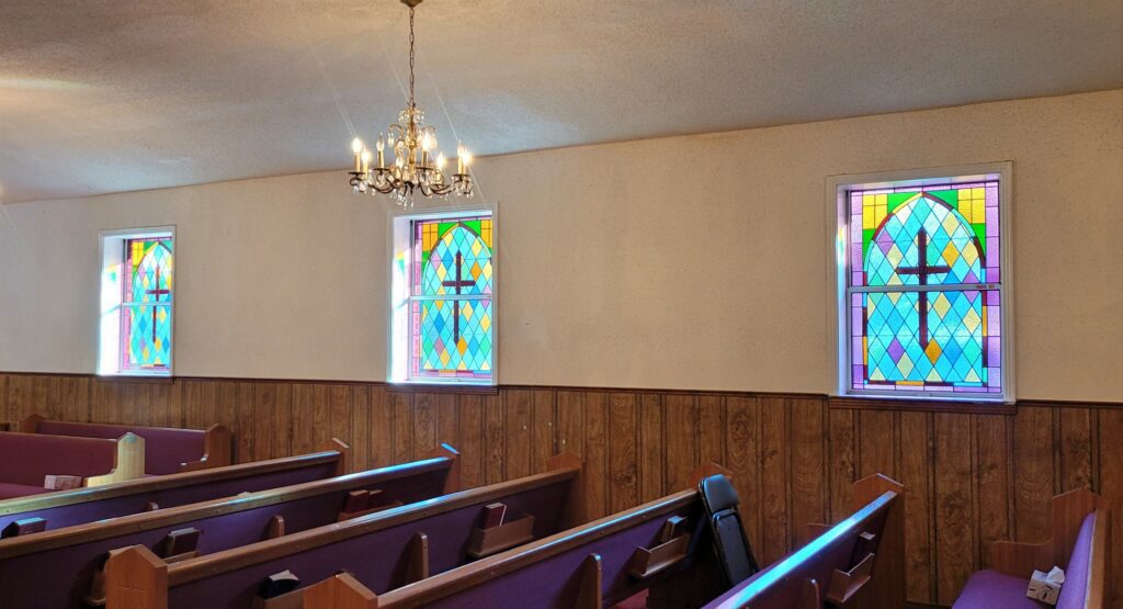 hopewell church after stained glass repair ms