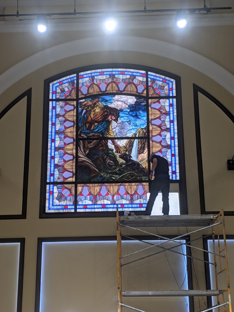 stained glass installation